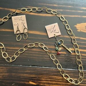 Artistic Works by Lu Gold Chain Necklace, Pendant, and Earrings Set